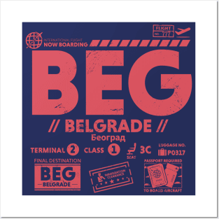 Vintage Belgrade BEG Airport Code Travel Day Retro Travel Tag Serbia Posters and Art